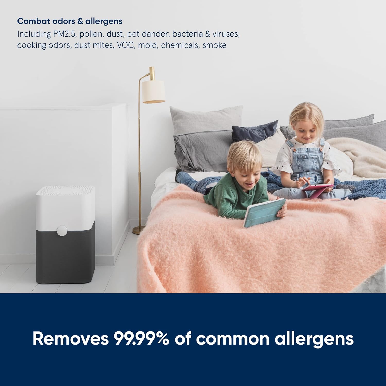 Blueair Air Purifier Large Room Air Cleaner for Dust Pet Dander Smoke Mold Pollen Bacteria Allergen