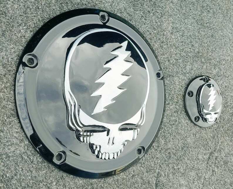 Harley Davidson 3D Skull Grateful Dead Logo On A Harley-Davidson Derby Cover And Points Cover