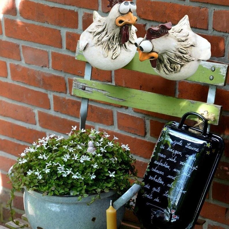 Funny Chicken Garden Fence Decoration