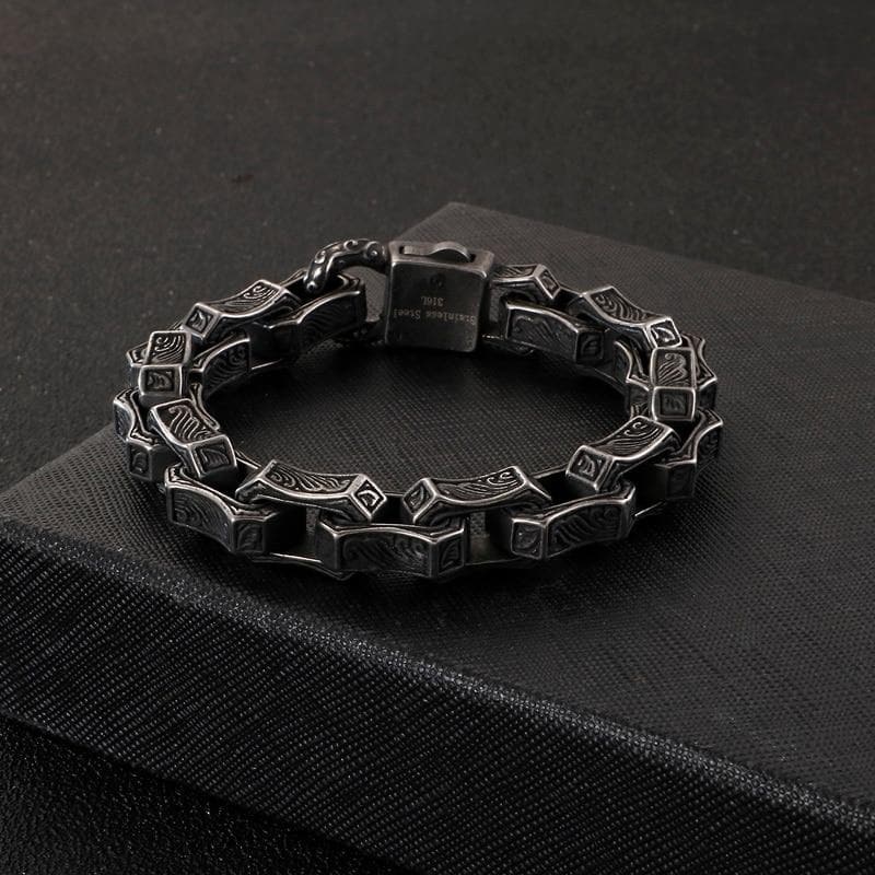 VINTAGE HARD STEEL CHARM -BRACELET