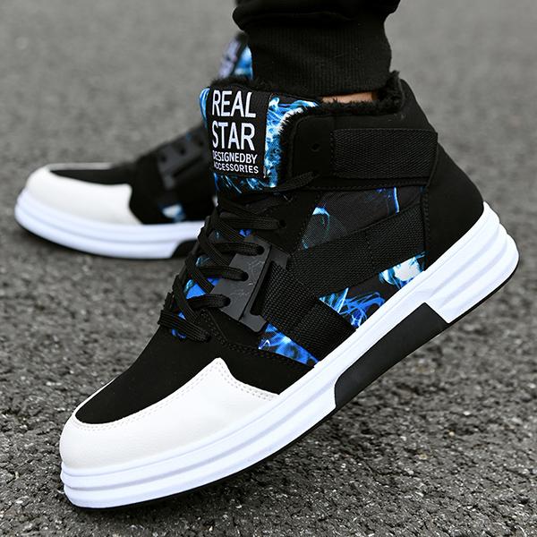 Chicinskates Men's Fur Lining Warm Camouflage Sneakers