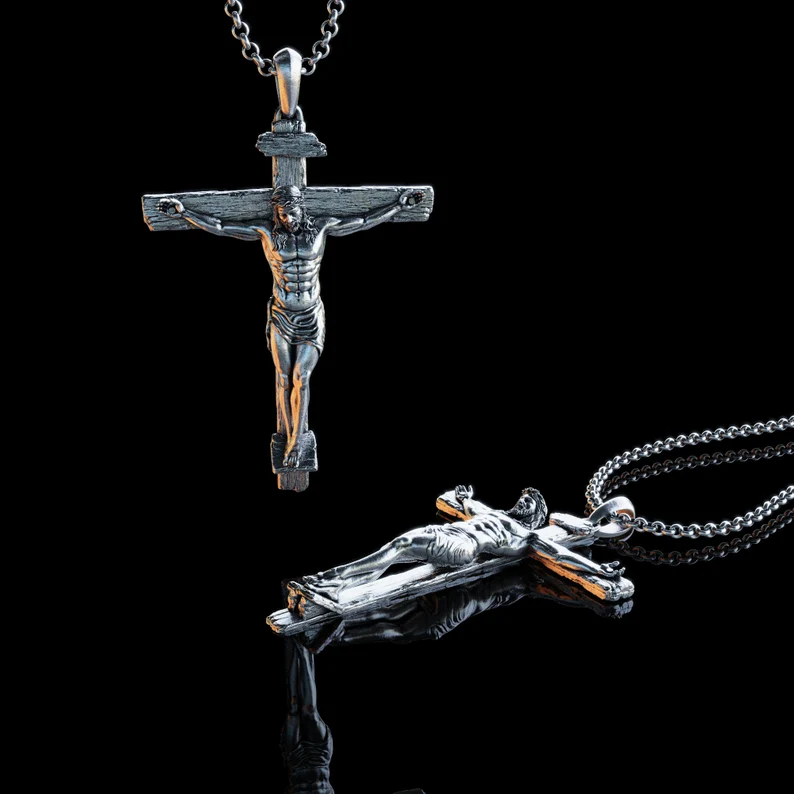 Handmade Sterling silver Jesus Crucifix Necklace