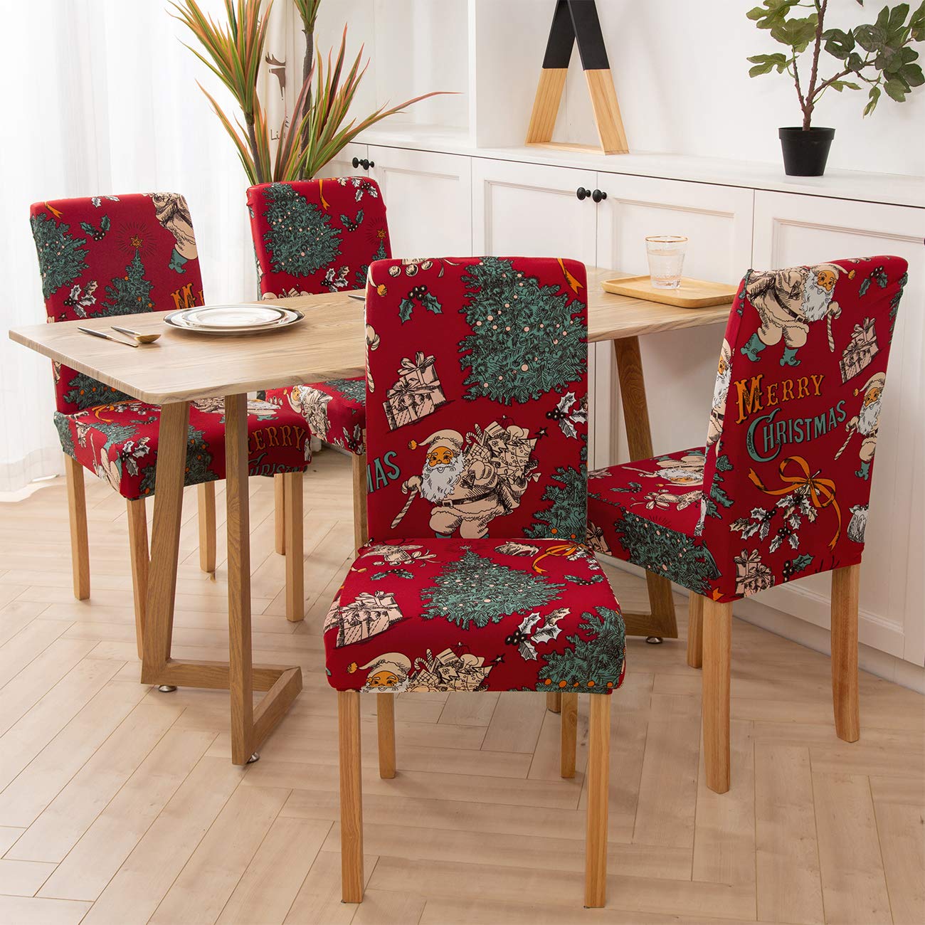 Removable Christmas Dining Room Seat Cover