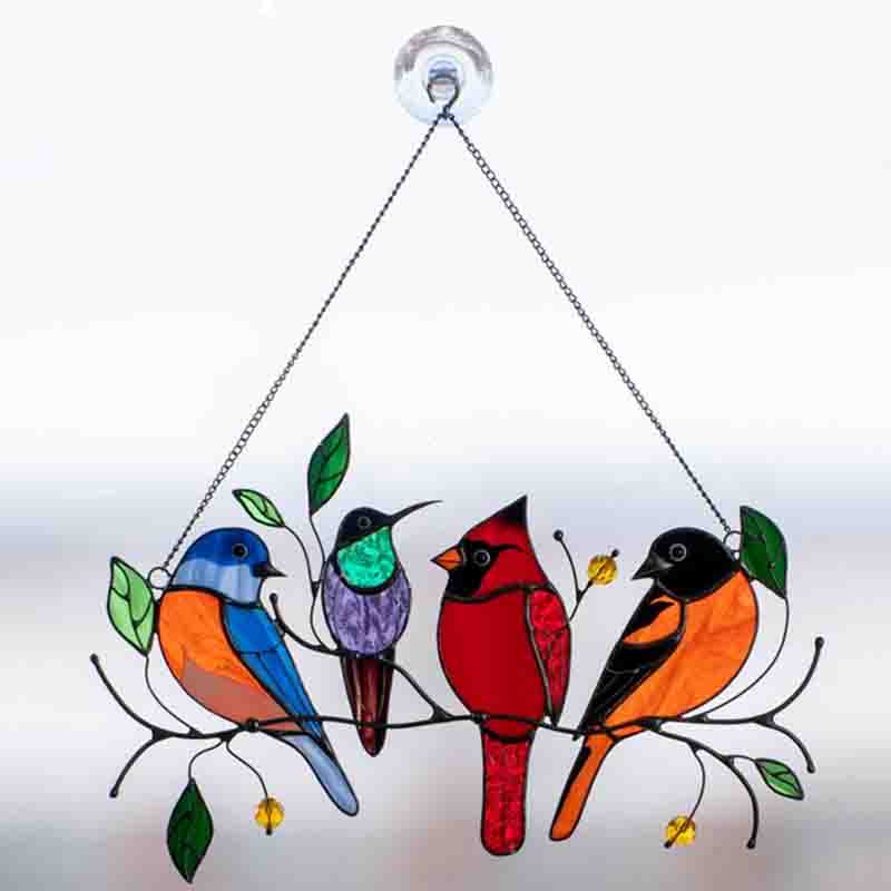 Handmade Birds Stained Glass Window Hangings