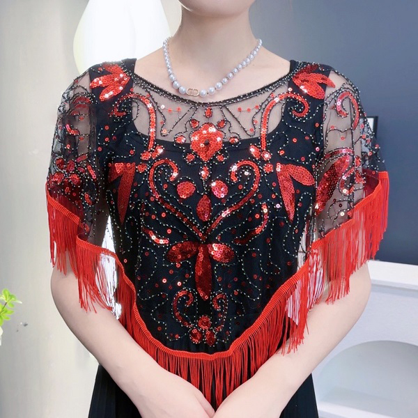 (BUY 3 SAVE 15%  & Free Shipping🔥) Women's Sequin Decor Fringe Hem Fashionable Shawl