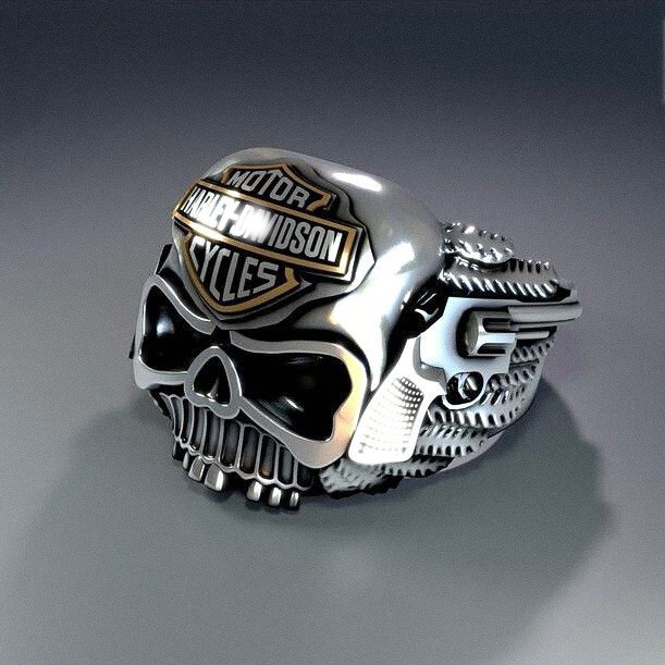 Harley Davidson Skull Sterling Silver Ring