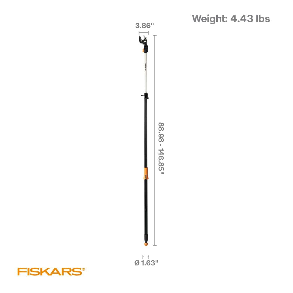 FISKARS 7.9ft-12ft Extendable Pole Tree Pruner Trimmer with Rotating Head