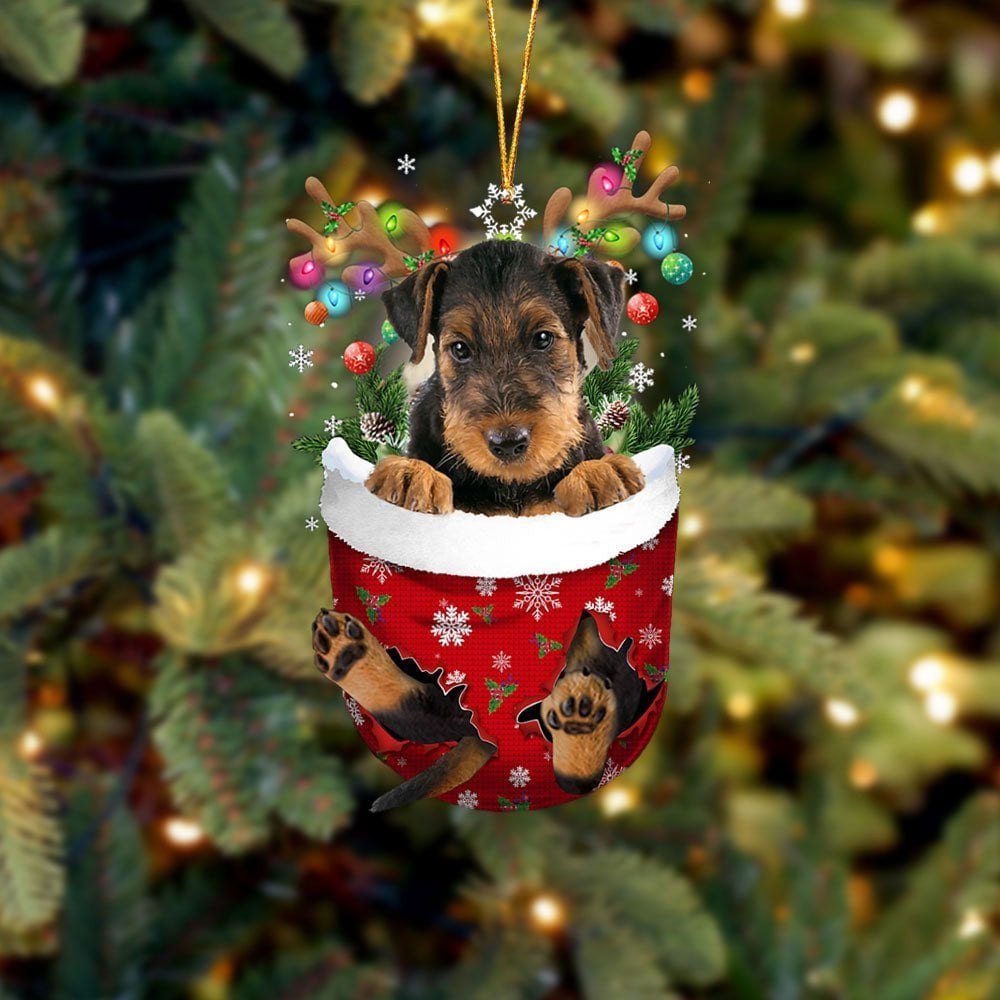 Airedale Terrier In Snow Pocket Ornament