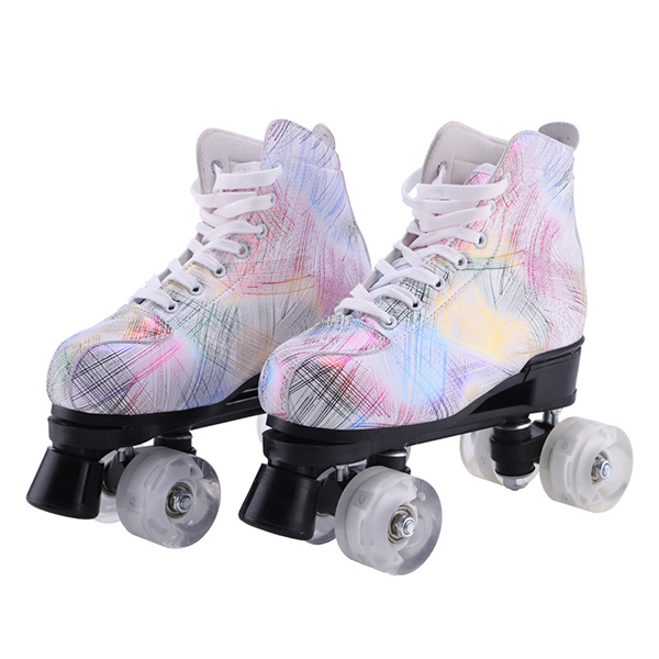 Chicinskates White Feather Double Roller Skates