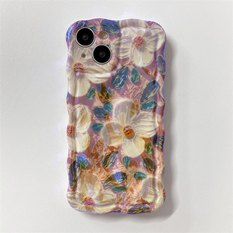(BUY 2 GET 15% OFF) For IPhone Colorful Pink Flower Oil Painting Exquisite Phone Case