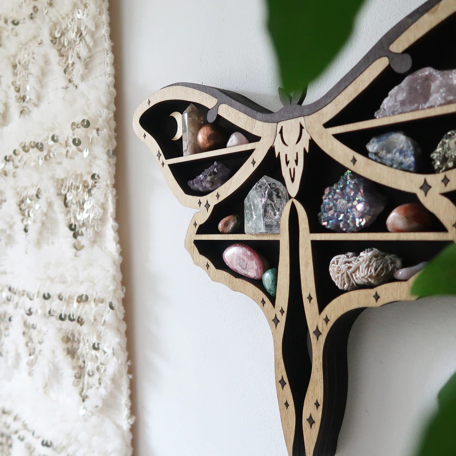 Luna Moth Wooden Crystal Shelf
