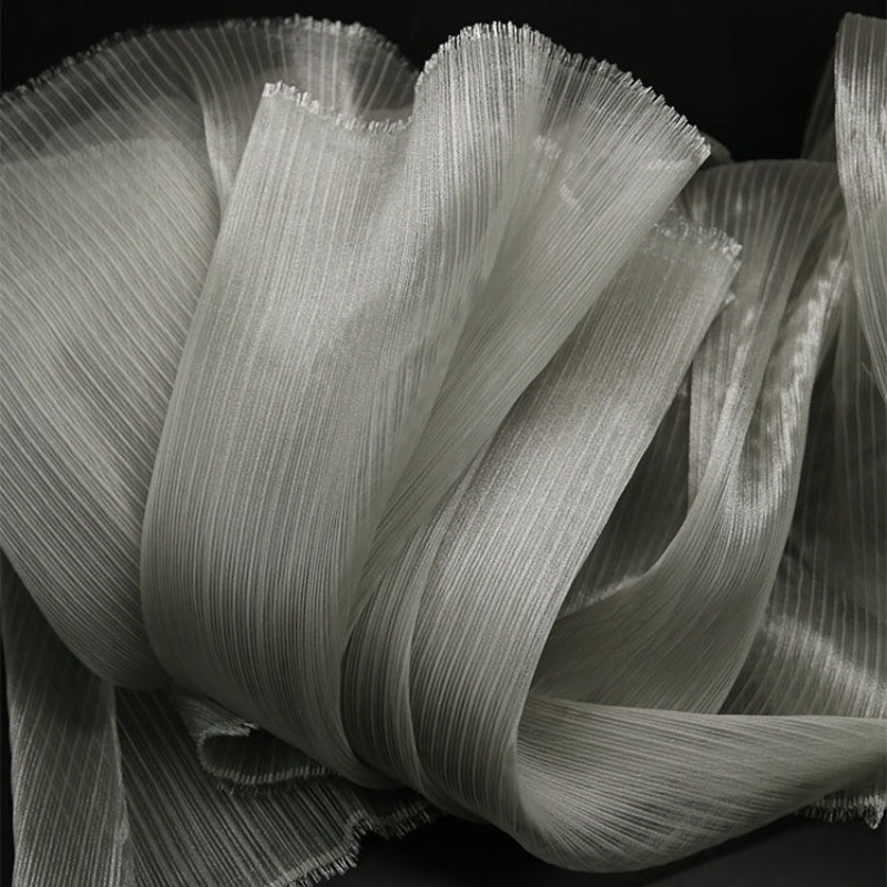 Light Gray Glossy Pleated Texture Wedding Dress Styling Fabric