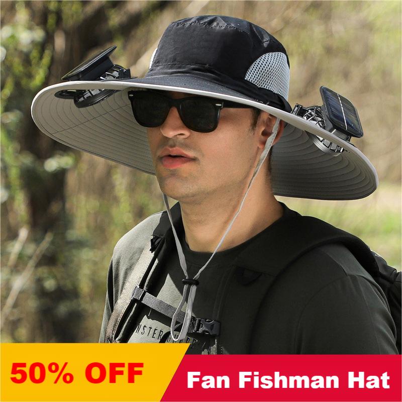 (🔥Last Day Promotion-SAVE 50% OFF)Wide Brim Solar Fan Fishman Hat-BUY 2 GET 10% OFF & FREE SHIPPING