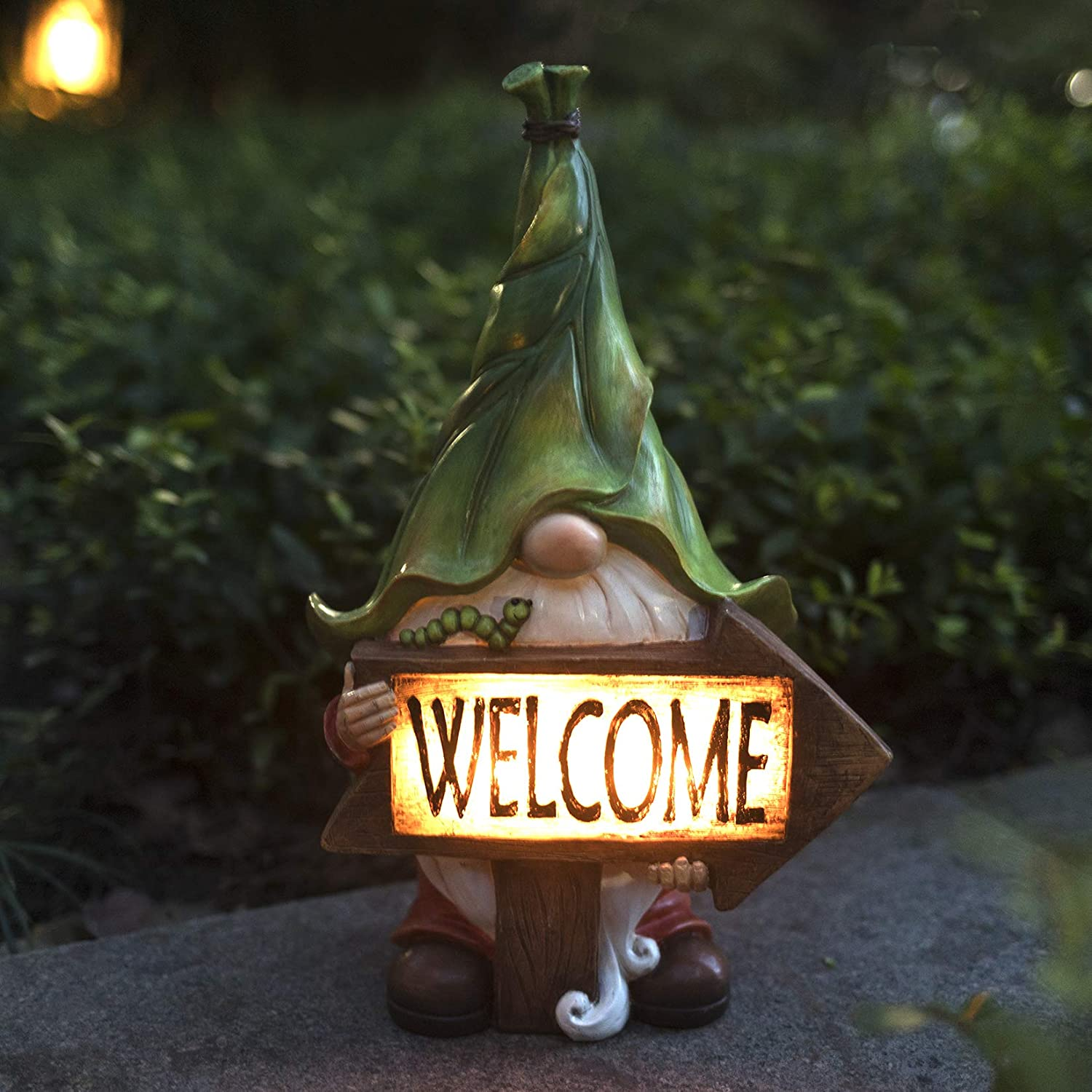 Solar Garden Gnome Statue-Welcome