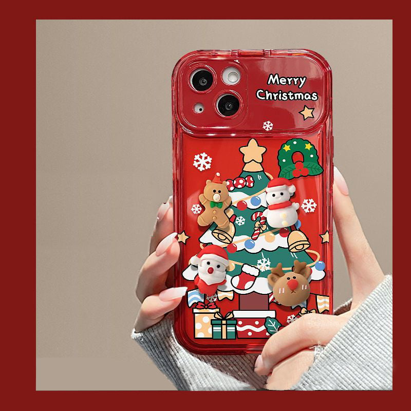 Christmas Tree Pendant Flip Mirror Case Cover For iPhone
