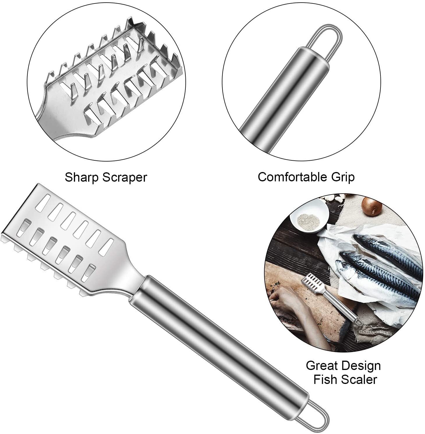 4 Pieces Fish Scale Remover Stainless Steel Descaler