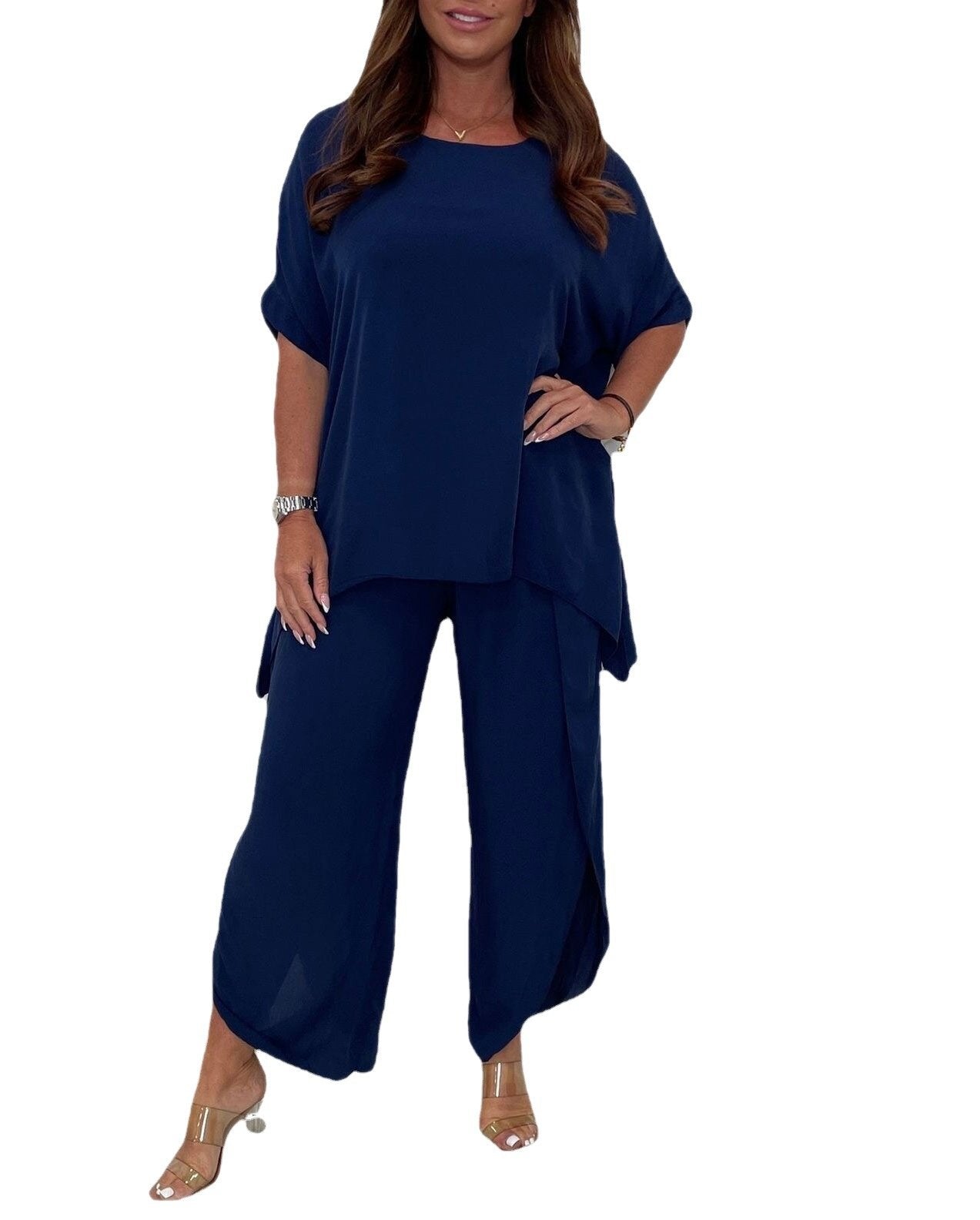 Women's Fashion Casual Loose Large Size Short Sleeve Suit