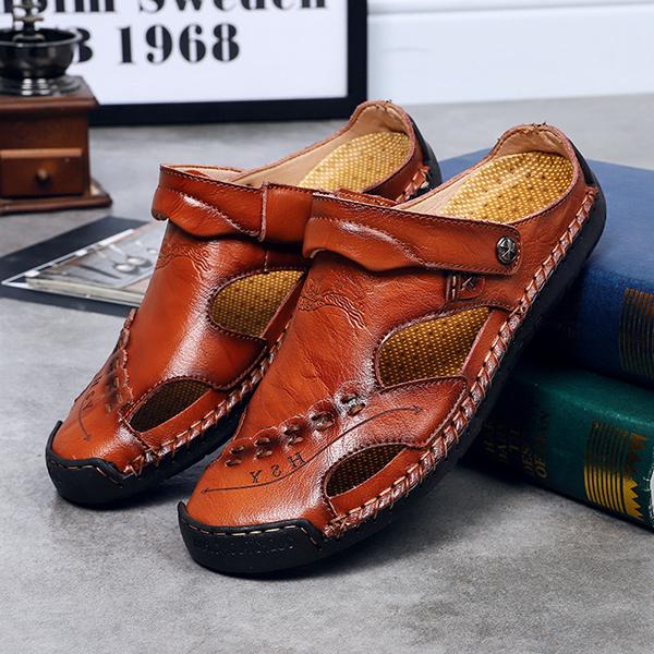 Chicinskates Men's Western Casual Leather Slippers