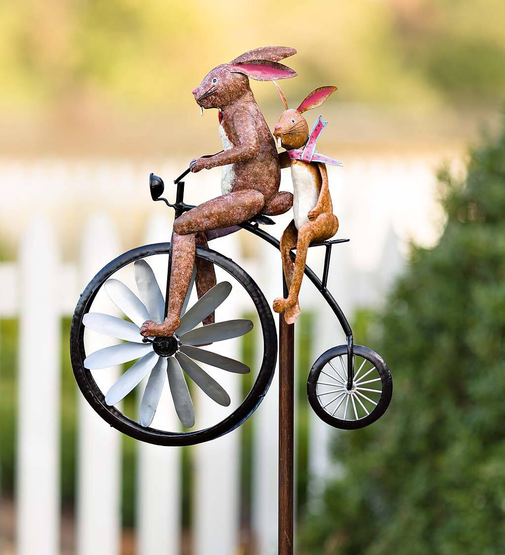 Bicycling Frogs Metal Wind Spinner