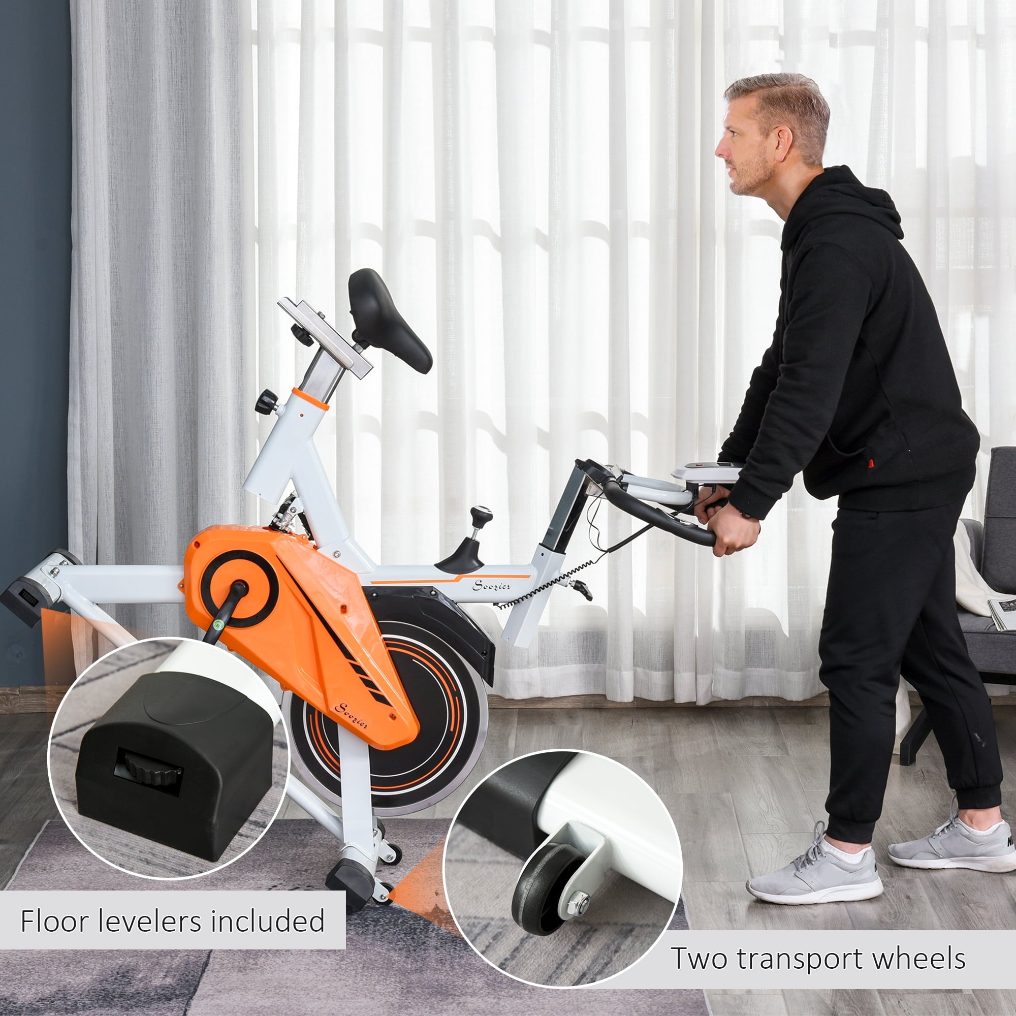 Soozier 29 lb Flywheel Indoor Stationary Cycling Exercise Bike with LCD Monitor