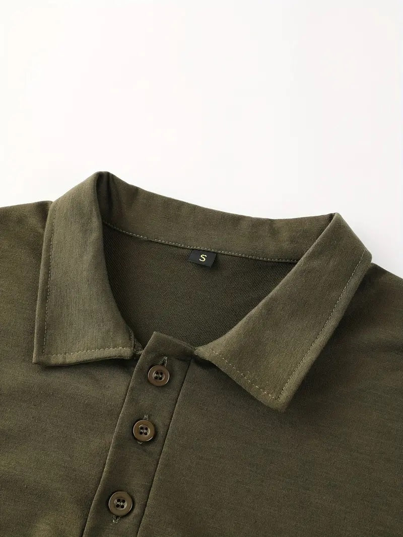 Men's Basic Solid Color Pocket Classic Short Sleeve Polo Shirt