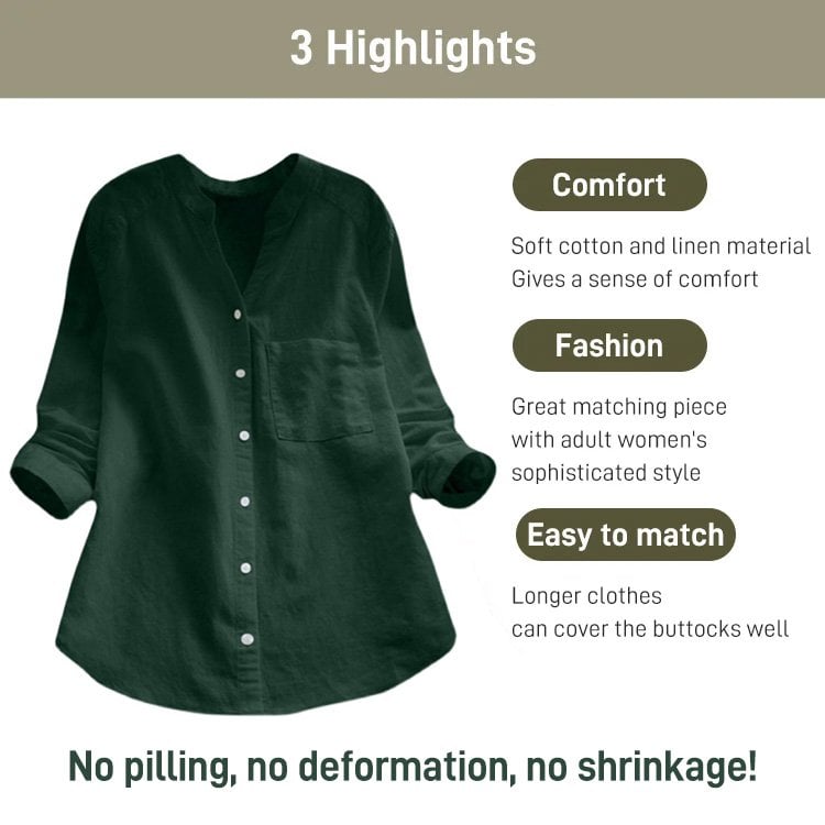 Linen Cotton Casual Loose Shirt-Buy 3 Free Shipping