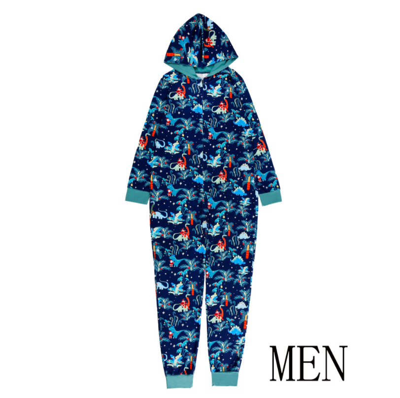 Christmas print hooded pajamas