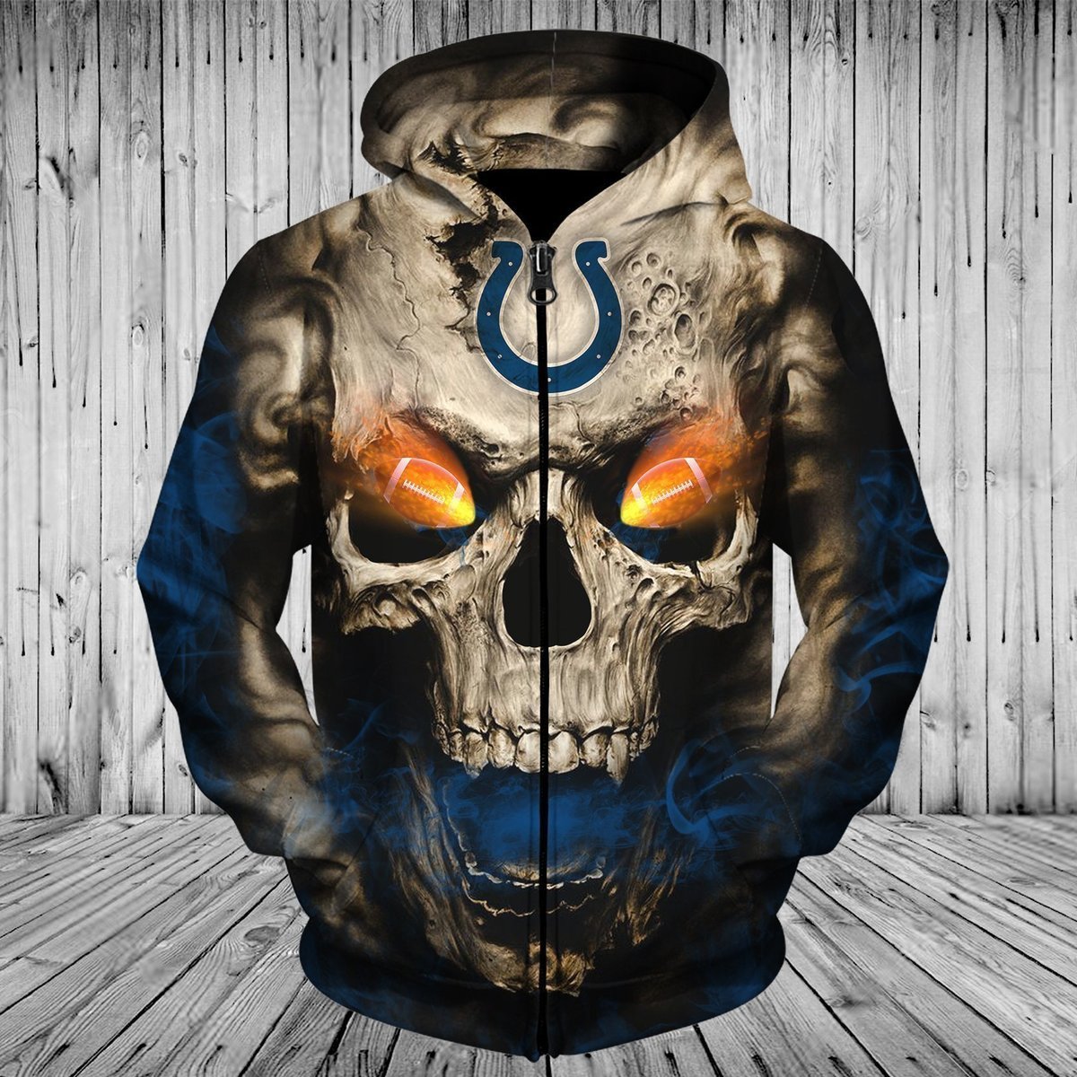COLTS  3D HOODIE SKULL2