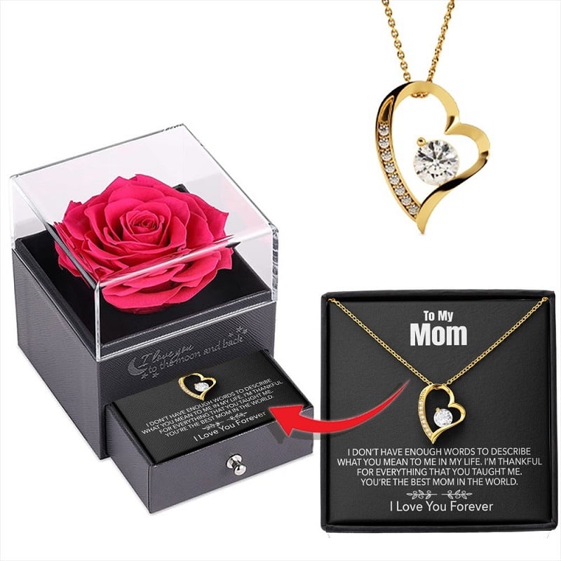 [Last day flash sale💥40% OFF]  To My Mom - Forever Rose with I Love You Heart Necklace