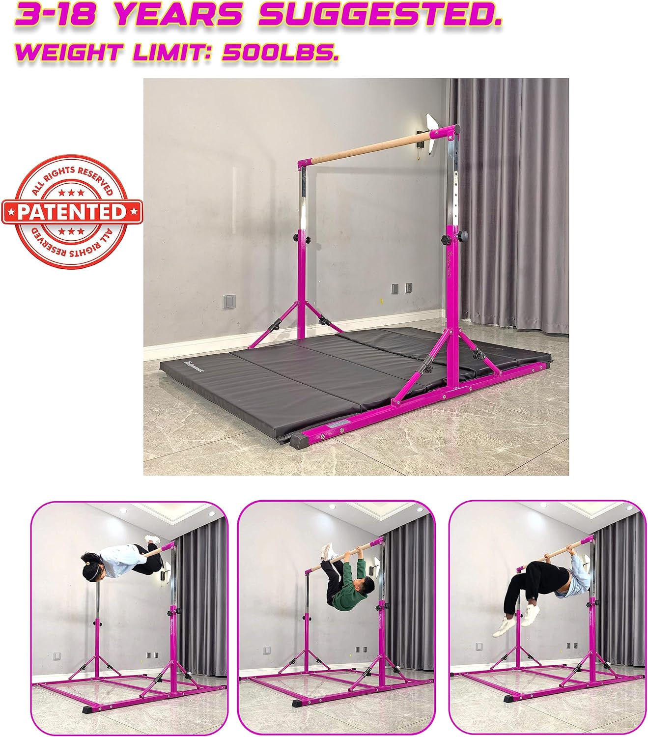 PreGymnastic Updated Gymnastic Bar 6 Ft Foldable and Portable Gymnastics bar