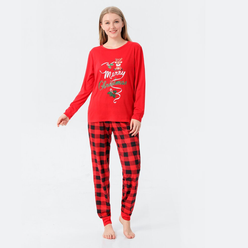 Christmas Cartoon Elk Family Pajamas Sets