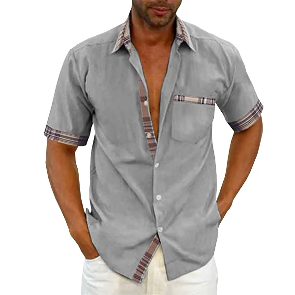 Evalonrealm™ Men's Casual Plaid Collar Button Summer Shirt