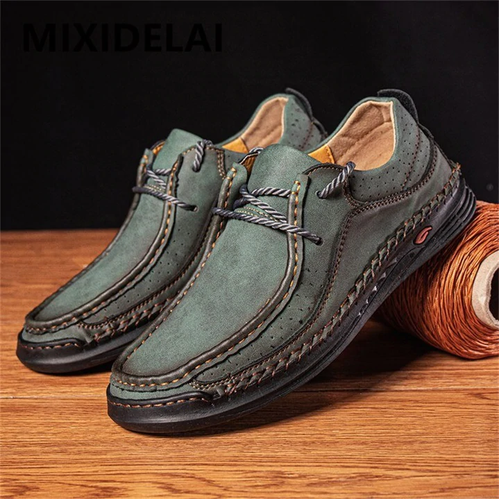 Men Hot Sale Handmade Leather Loafers Shoes Comfortable Soft Flat Driving Shoe