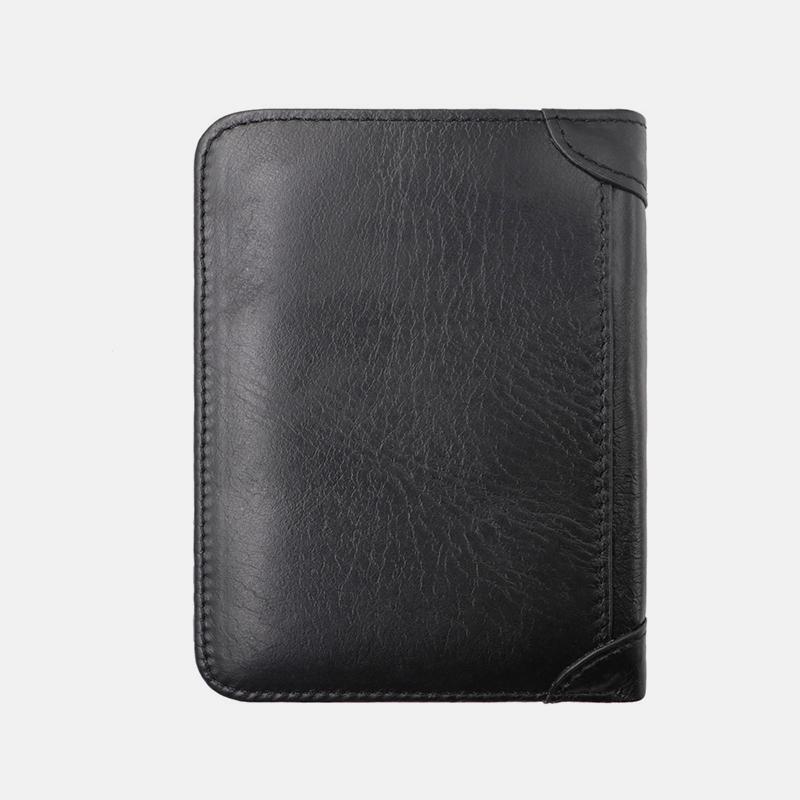 Large Capacity RFID Bifold Real Leather Wallet