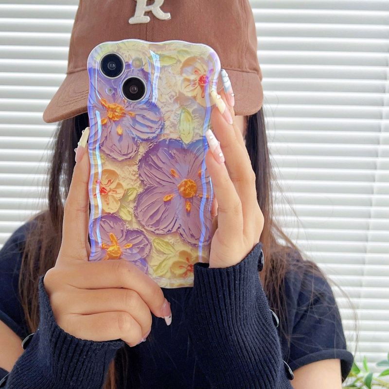 For iPhone Colorful Oil Painting Exquisite Phone Case