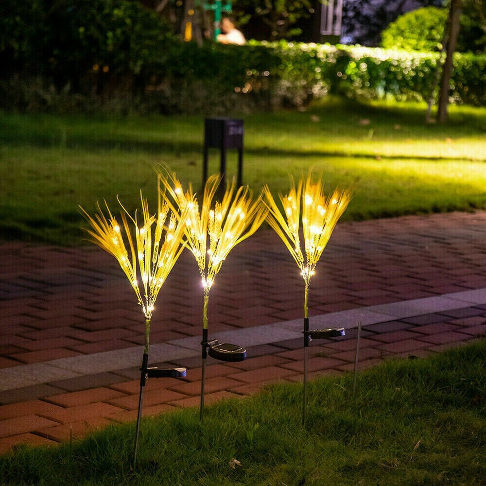 Solar Power Wheat Ear LED Lights Flower Garden Stake Lamp Yard Outdoor Decor