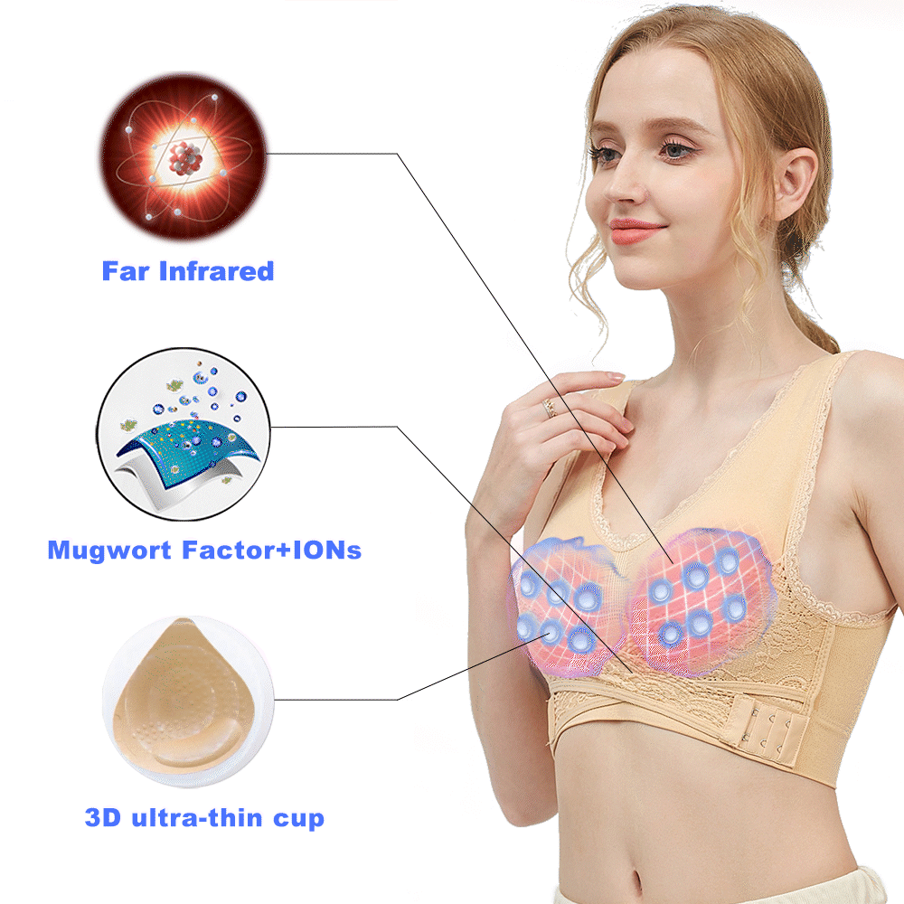 💙TLOPA Tourmaline Shaping Wireless Silky Bra, Comfort Breathable Fabric, Front Cross Side Buckle Lace