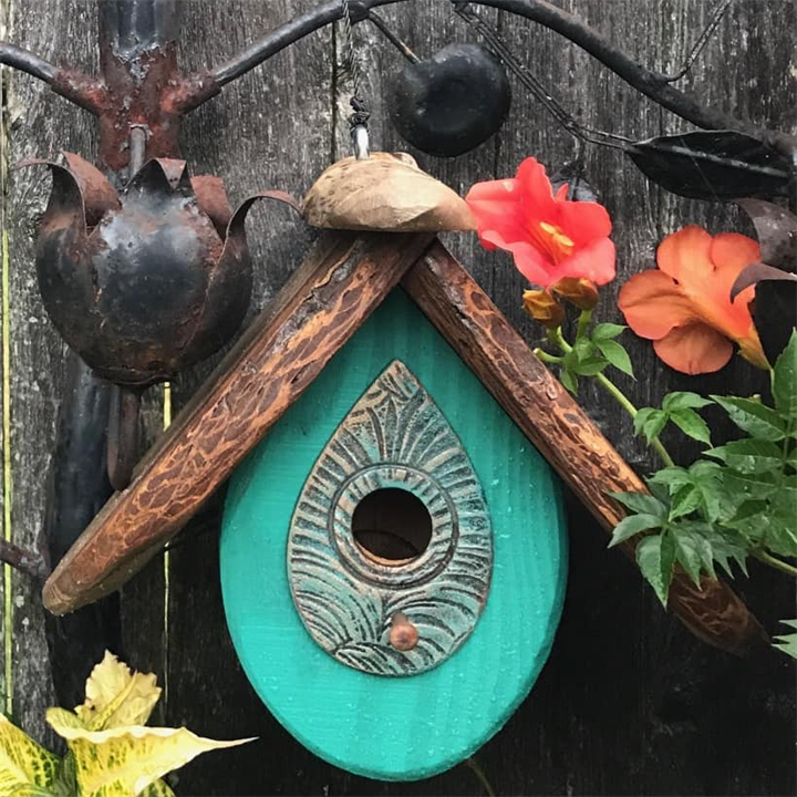 Bright Colorful Wooden Birdhouse, Gift for Bird Lovers
