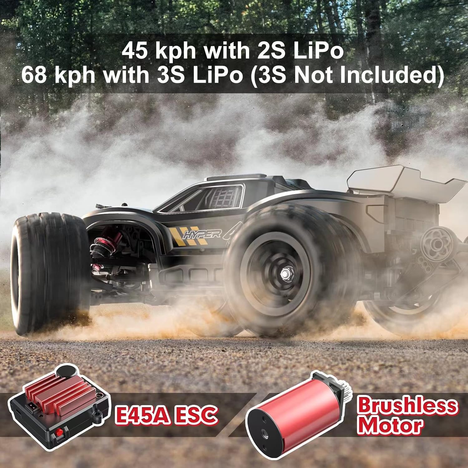 Hyper Go Brushless Fast RC Cars Max 42mph Electric Off-Road RC Truck