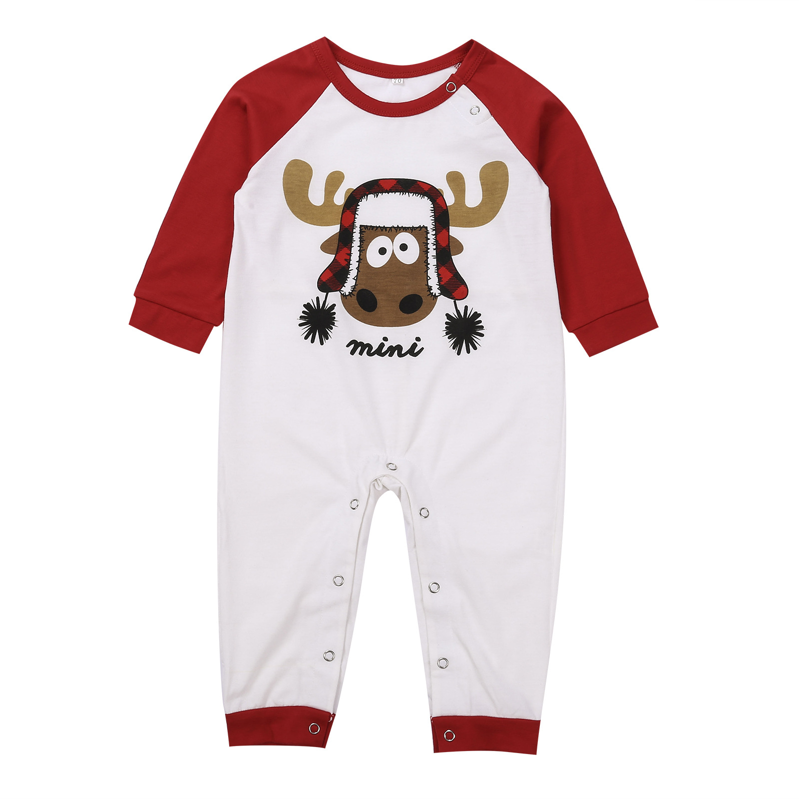 Red Reinderr Plaid Christmas Family Matching Long-sleeve Pajamas Sets