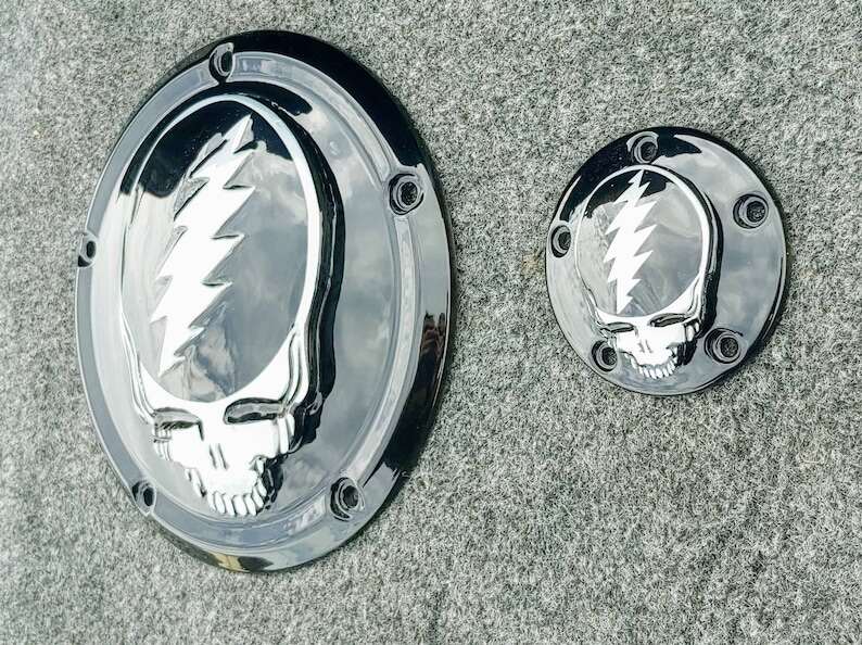 Harley Davidson 3D Skull Grateful Dead Logo On A Harley-Davidson Derby Cover And Points Cover