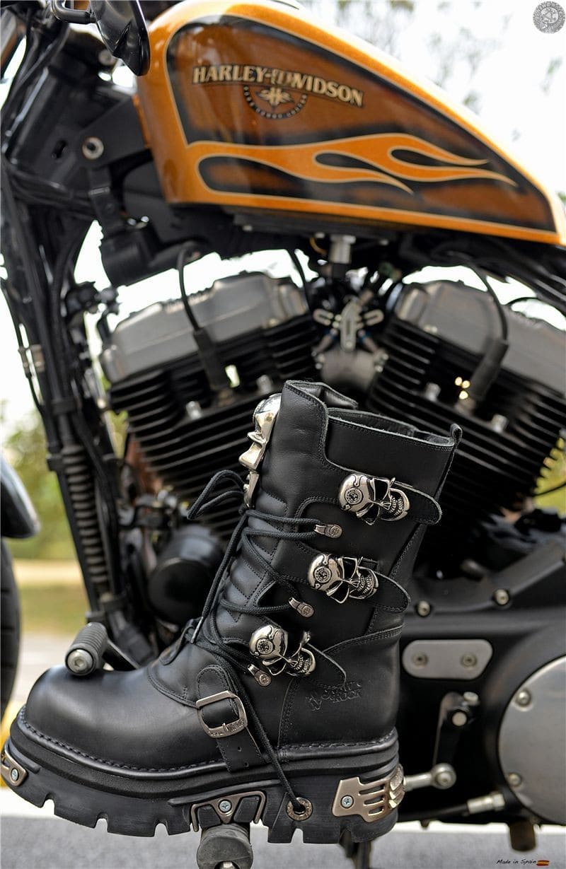 Dark Knight Skeleton Motorcycle Leather Boots