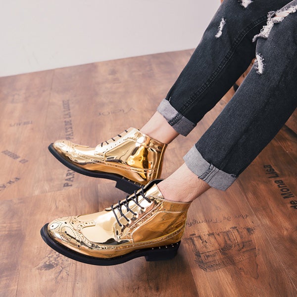Chicinskates Men's Fashion Leather Lace-Up Short Boots