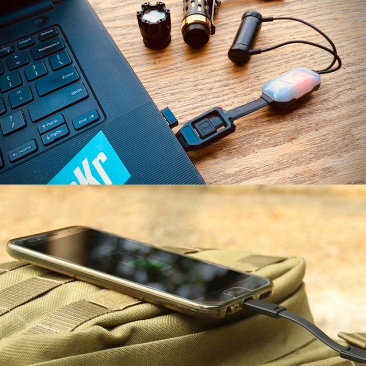 Multi-Function Magnetic USB Charger with Backup Flashlight for Rechargeable Batteries & Micro-USB Devices