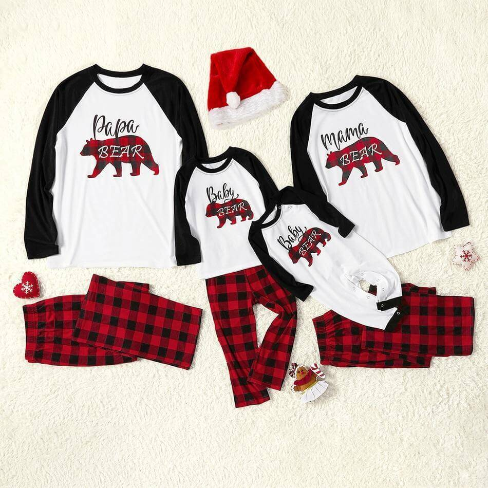 Plaid Bear Print Family Matching Pajamas set