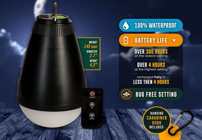 Camping Lamp with Mosquito Repellent Yellow Light - Waterproof &  Remote Control for Tents, Camping or Backpacking