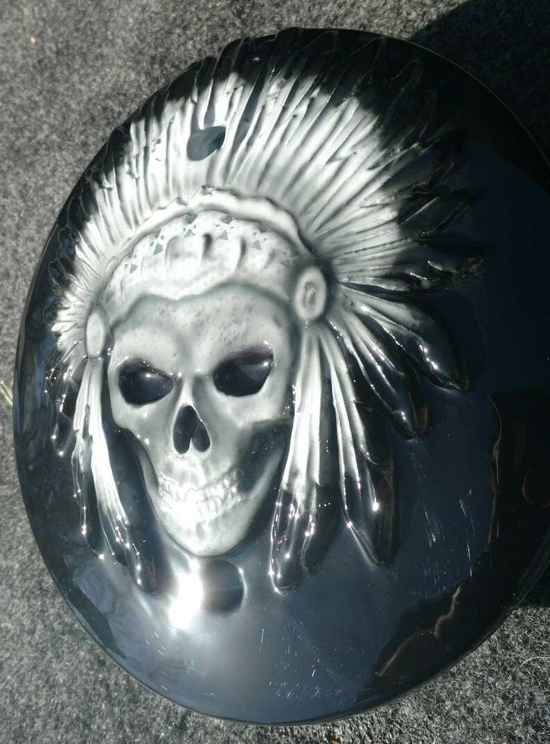 Harley Davidson Chieftain Indian Skull With Warbonnet Derby Cover