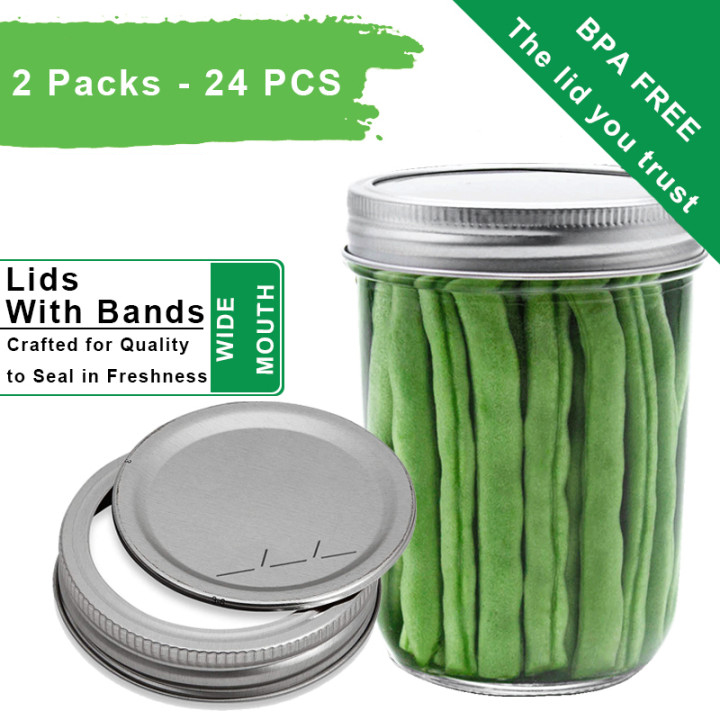Mason Jar Wide Mouth Lids and Bands 12 Pieces pre Pack(2-Packs) - Fast Delivery Worldwide