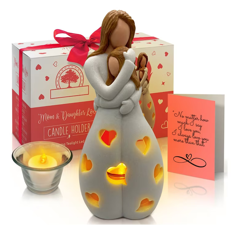 Gifts for Mom from Daughter - Candle Holder Statue with Led Candle