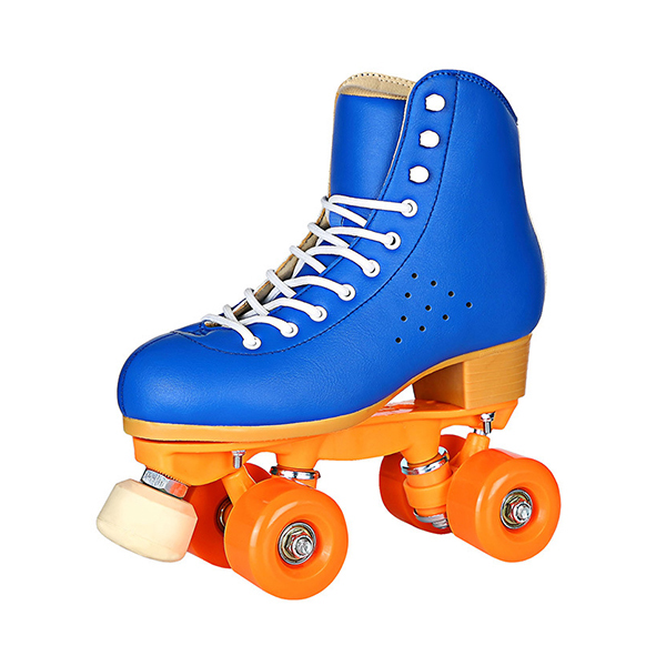 Chicinskates Double Row Blue Cowhide Roller Skates